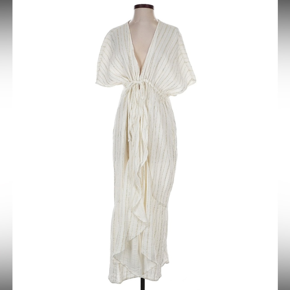 NWT Aerie White and Gold Beach Cotton Coverup XS/S MSRP $65